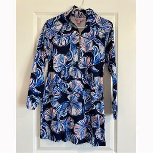 Lilly Pulitzer UPF 50 Skipper Popover Dress Bright Navy in REEL LIFE